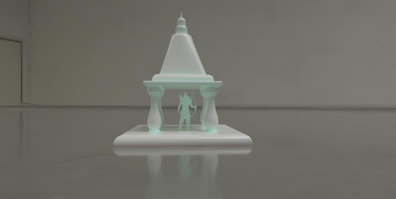 3D Printed Ram Mandir with Lord Ram Silhouette Design