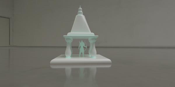 3D Printed Ram Mandir with Lord Ram Silhouette Design