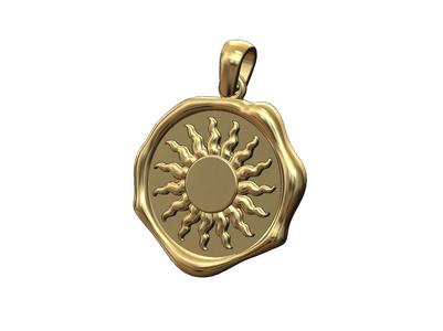 Sun wax seal pendant charm 3D print model