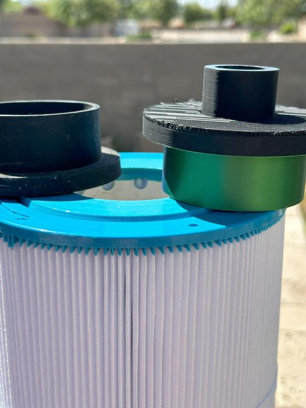 Pool filter cartridge plug and garden hose attachment for backwashing