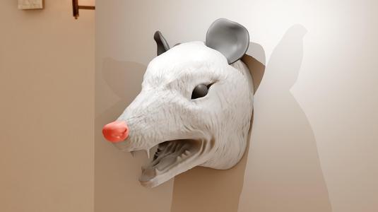 Opossum head wall mount mouth open stl