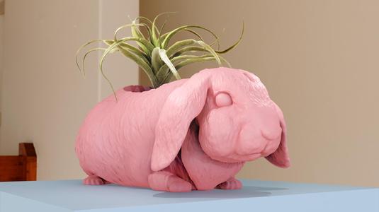 bunny rabbit ears down planter pot flower vase stl