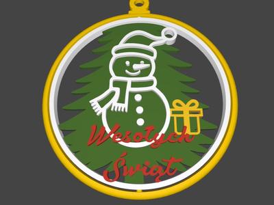 Snowman Christmas Ornament Wesołych Świąt