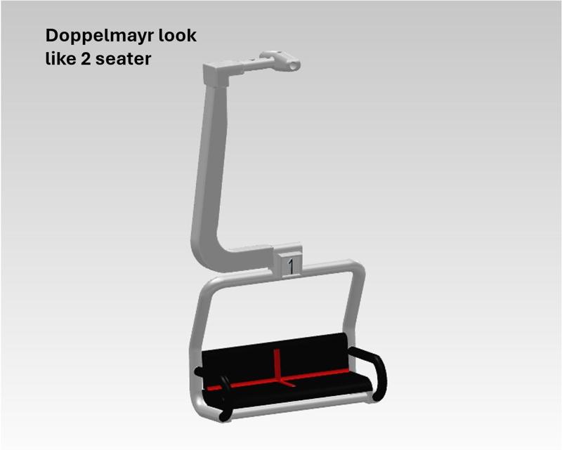 Chair from skilift based on a doppelmayr 2 seater