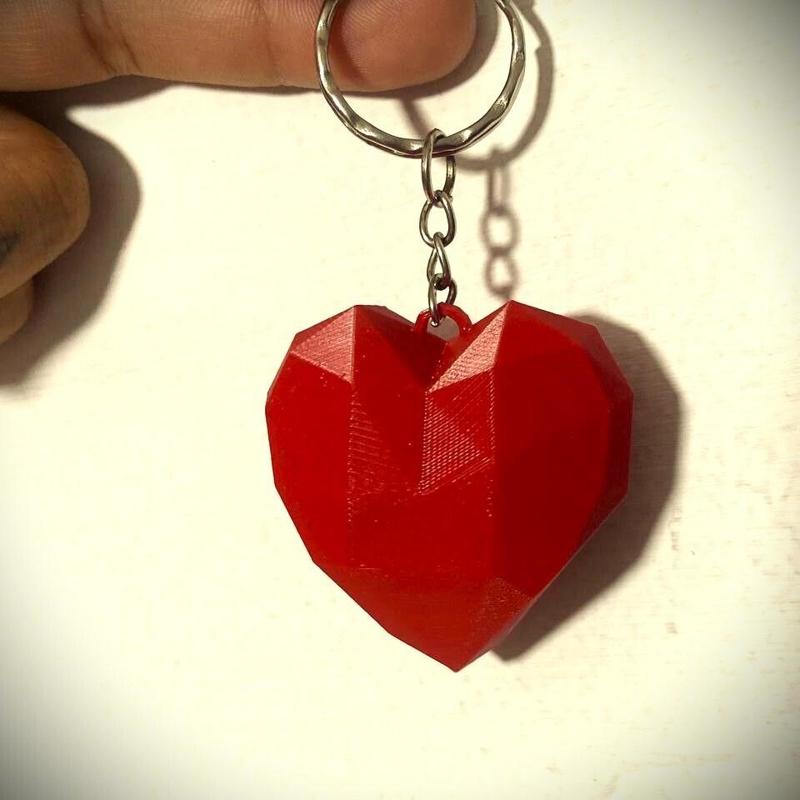Polygonal Heart Key Ring