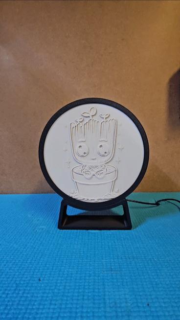 Baby Groot Lithophane Circle light box Insert