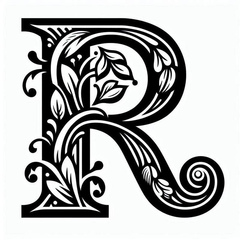 Frottage creation: letter R (version 3)