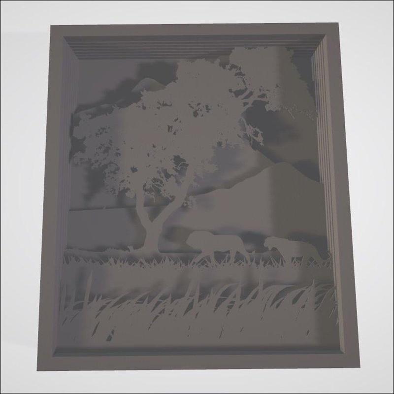 cadre paysage 3d lumineux