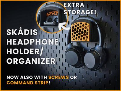 Headphone Holder & Organizer IKEA Skådis or Wall Mounted