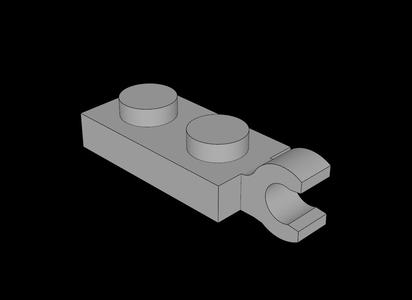 Lego Compatible (63868.dat) Plate  1 x  2 with Clip Horizontal on End (Thick C-Clip)