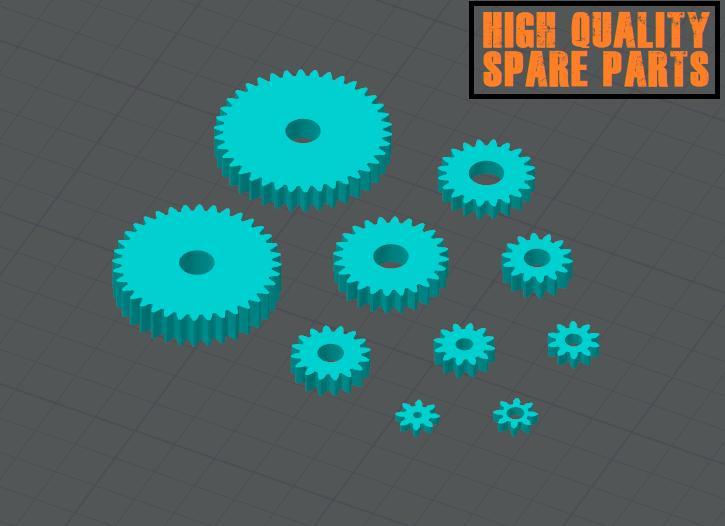FLAT GEARS COLLECTION - SET OF 10 HIGHLY DETAILED REPLACEMENT GEARS