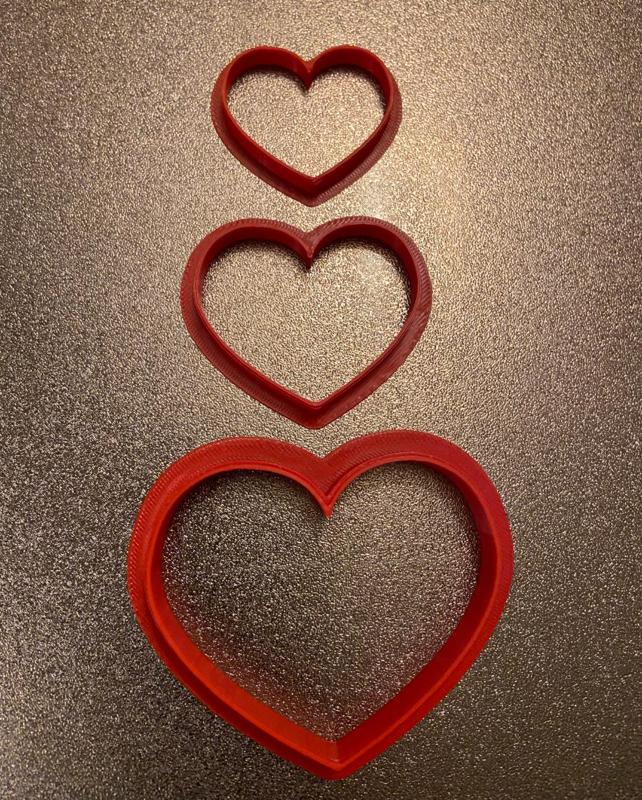 3 different size heart cookie cutters 