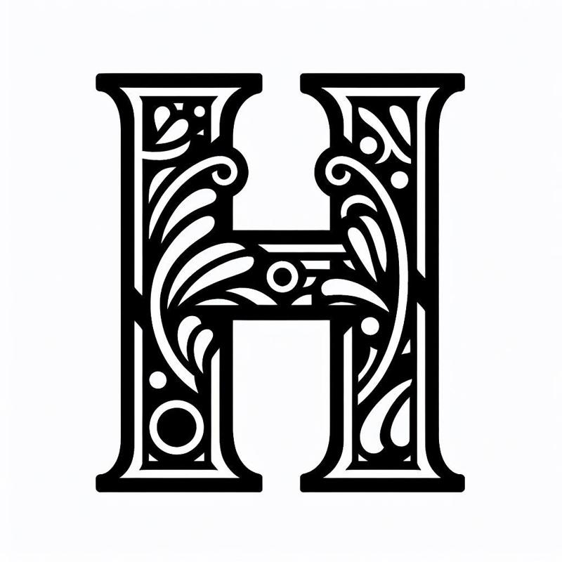 Frottage creation: letter H (version 1)