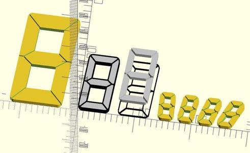seven segment parametric OpenSCAD (7 segment)