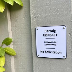 Dørsalg Uønsket Skilt / Norwegian No Solicitation Sign