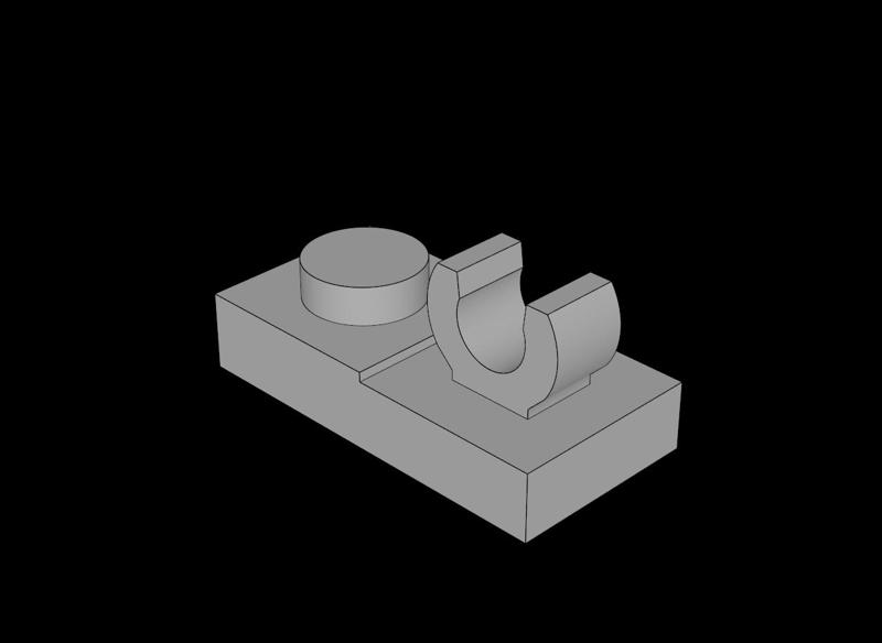 Lego Compatible (44861.dat) Plate  1 x  2 with Single Clip on Top (Thick C-Clip)