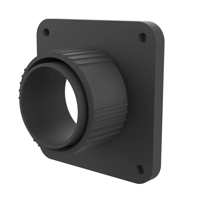 90 mm panel mounting plate for 76 mm semi-rigid pipe and clamping ring