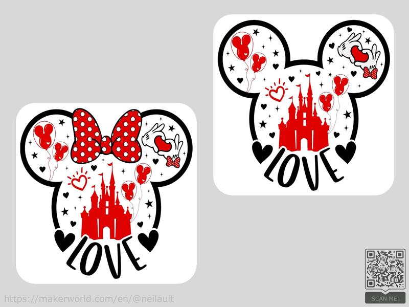 Mickey & Minnie Mouse Love Coaster Set