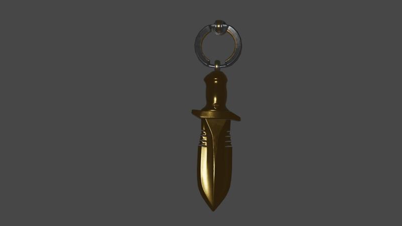 CS2 CT Knife Gold Keychain