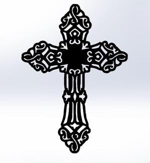 CROSS SYMBOL 3, EASTER DECOR, CROSS DRAWING, 2D CROSS, WALL CROSS, FLOWER CROSS