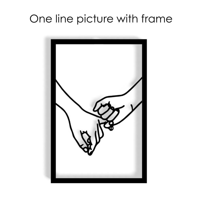 One Line picture "Lovers Hands" with frame