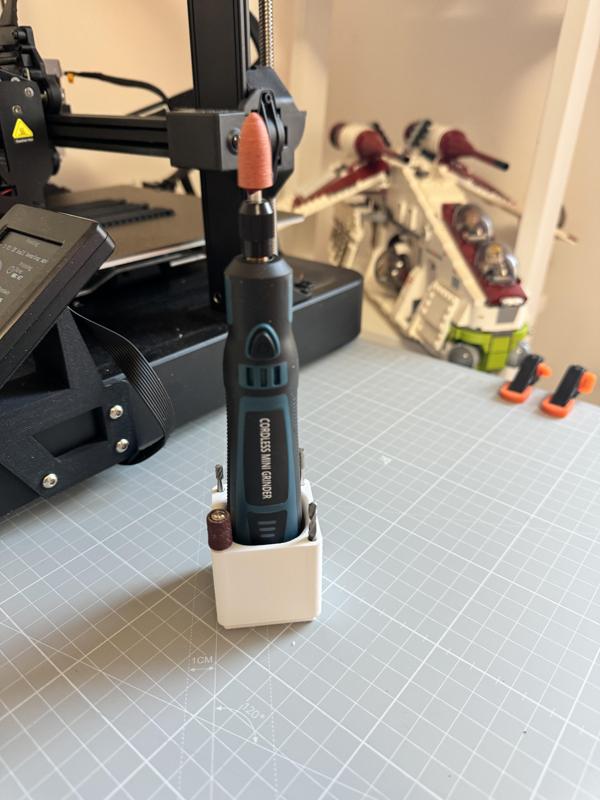 Vertical Dremel / Mini grinder Gridfinity Stand with Bit Holders