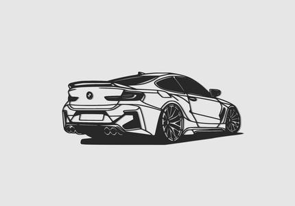 Sport car Line art decoration