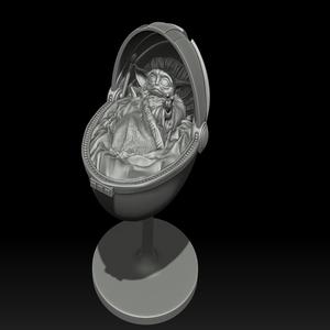 Baby Yoda in Crib.