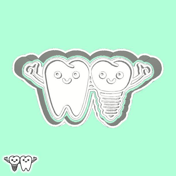 Dentist cookie cutters - healthy tooth and dental implant (style 2)