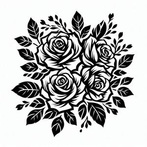 Set of four coasters with a rose motif (two colours)