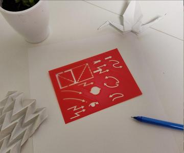 Drawing template for origami schemes