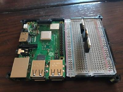 Raspberry Pi case with breadboard