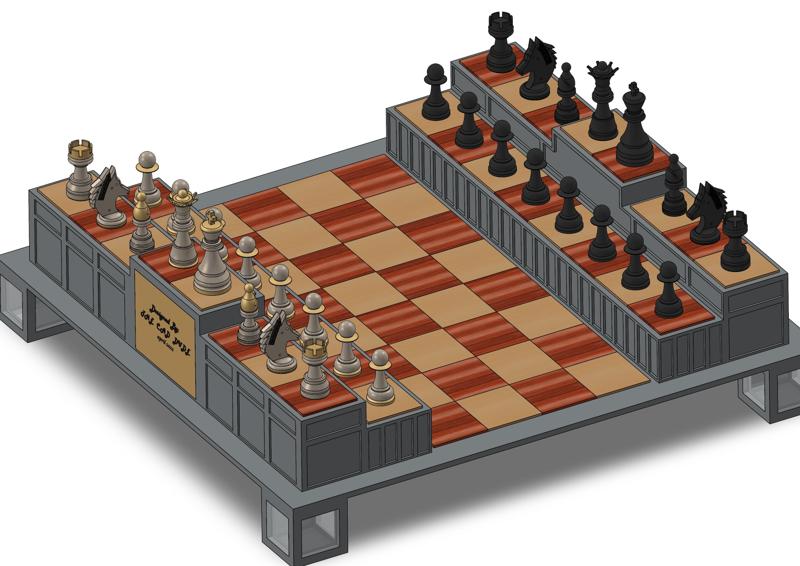 Chess set with foldable box