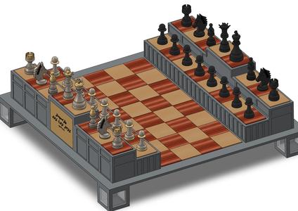 Chess set with foldable box