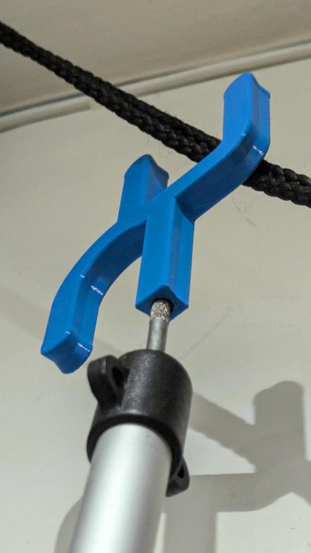 fork attachment for telescope pole with downward hook (parametric)