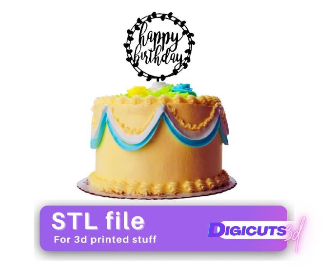 Cake Topper Happy Birthday STL file