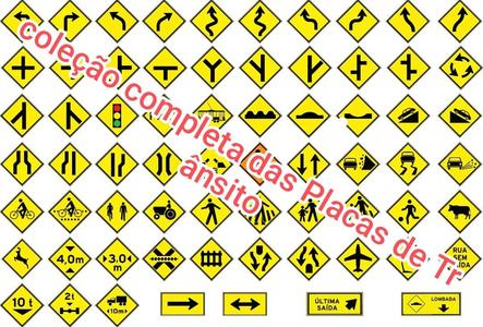 coleção completa das Placas de Trânsito
