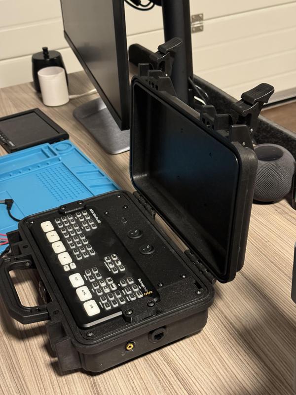 Blackmagic Atem Mini Case raised with buttons inside