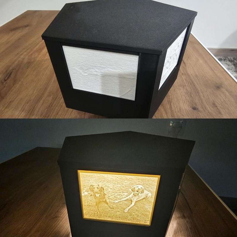 Litophane lamp pentagon (can be rotated with a bearing)