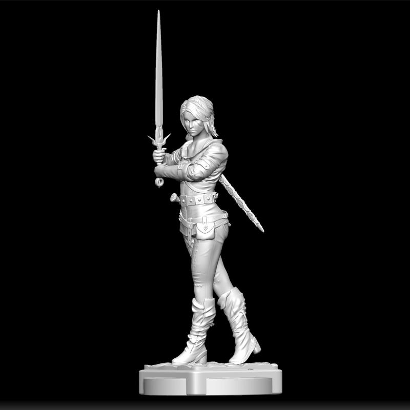 Warrior Girl Ciri - Witcher Figure STL - Swordswoman Print - Fantasy Character - Strong Female Design