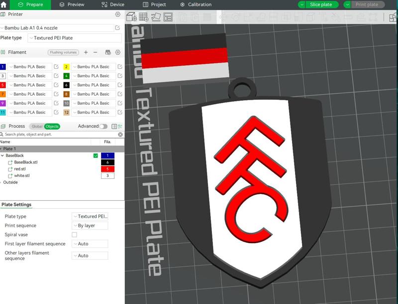 Premier League Fulham keychan badge printable and renderable