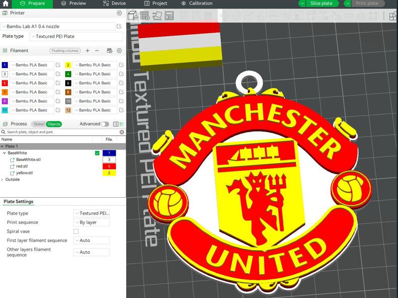 Premier League Manchester United keychan badge printable and renderable