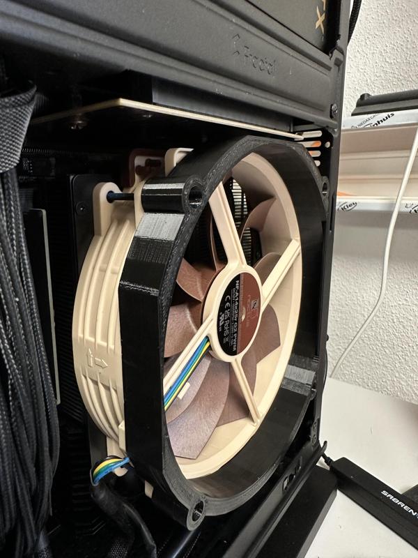 Fan duct for Noctua NF-A15 and NF-A14x25r on Minisforum BD790i and it's variants in Fractal Ridge case