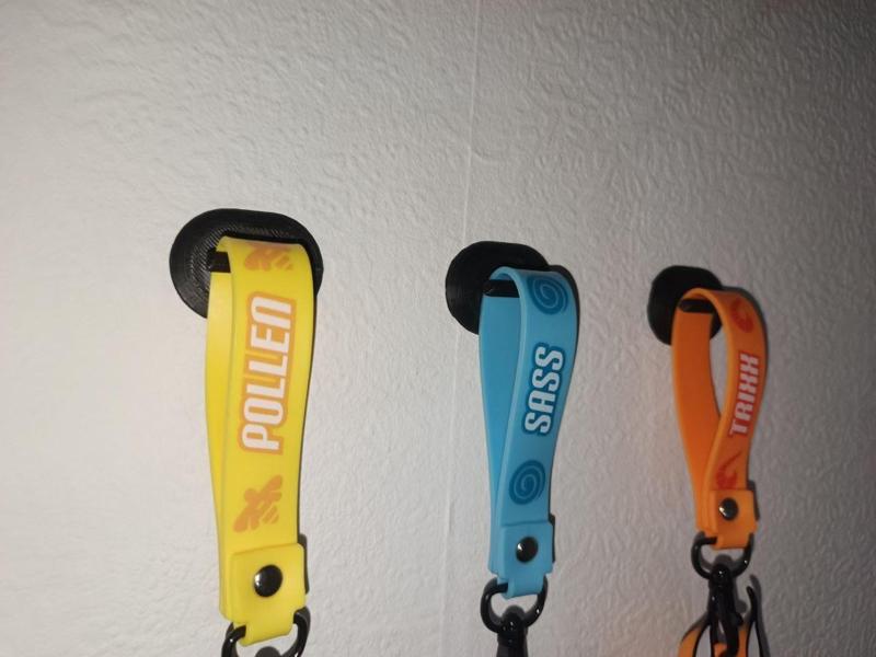 Hook for key chains on the wall.
