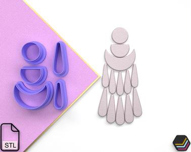 Digital .Stl Polymer Clay Cutter - Geo Tears (5 Sizes, 3 Version Cut) - Geometric - File for Use in a 3D Printer