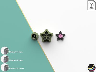 Polymer Clay Cutters Flower J25| 5 Size 3 Cutter Versions | Floral Cutter | Digital Files for 3D Printing