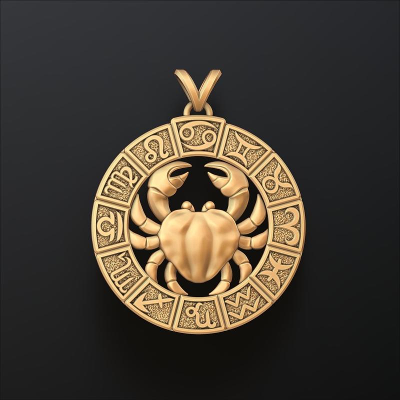 Horoscope Cancer Pendant v2 3D print model