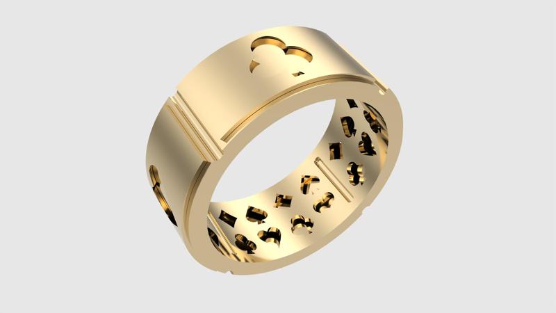 Poker-Themed Ring with Playing Card Suits 3D print