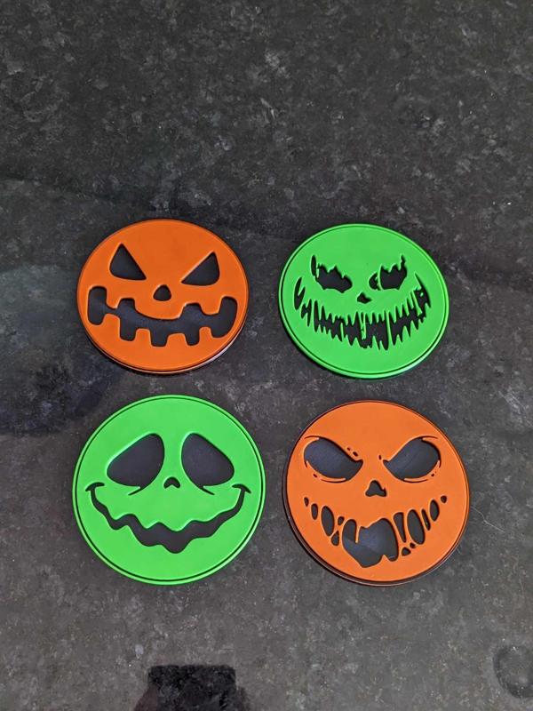 Spooky Halloween Pumpkin Coasters