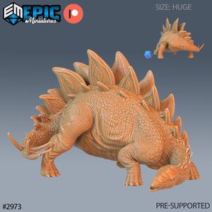 Stegosaurus Eating / Herbivorous Dinosaur / Huge Dino / Roof Lizard /  Spiked Tail Beast / Jurassic Encounter